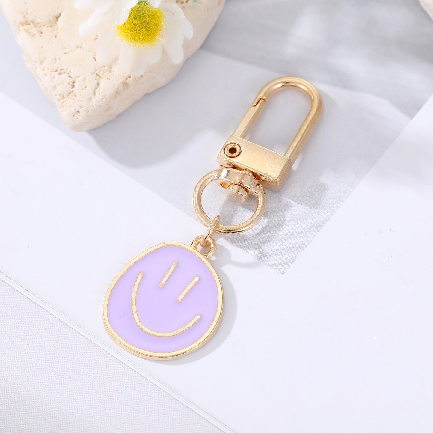 Colorful & Irregular Round Smile Face Keychain