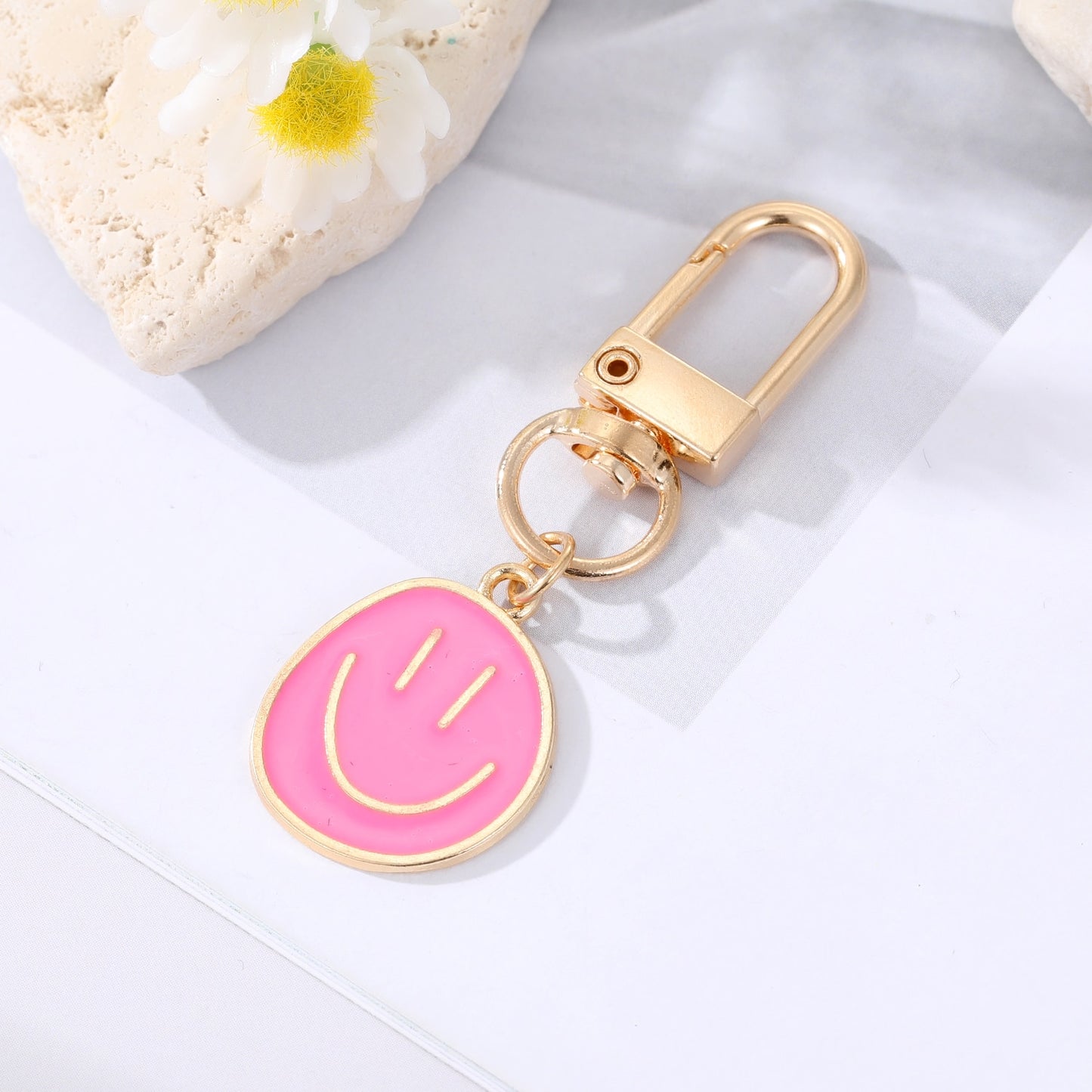 Colorful & Irregular Round Smile Face Keychain