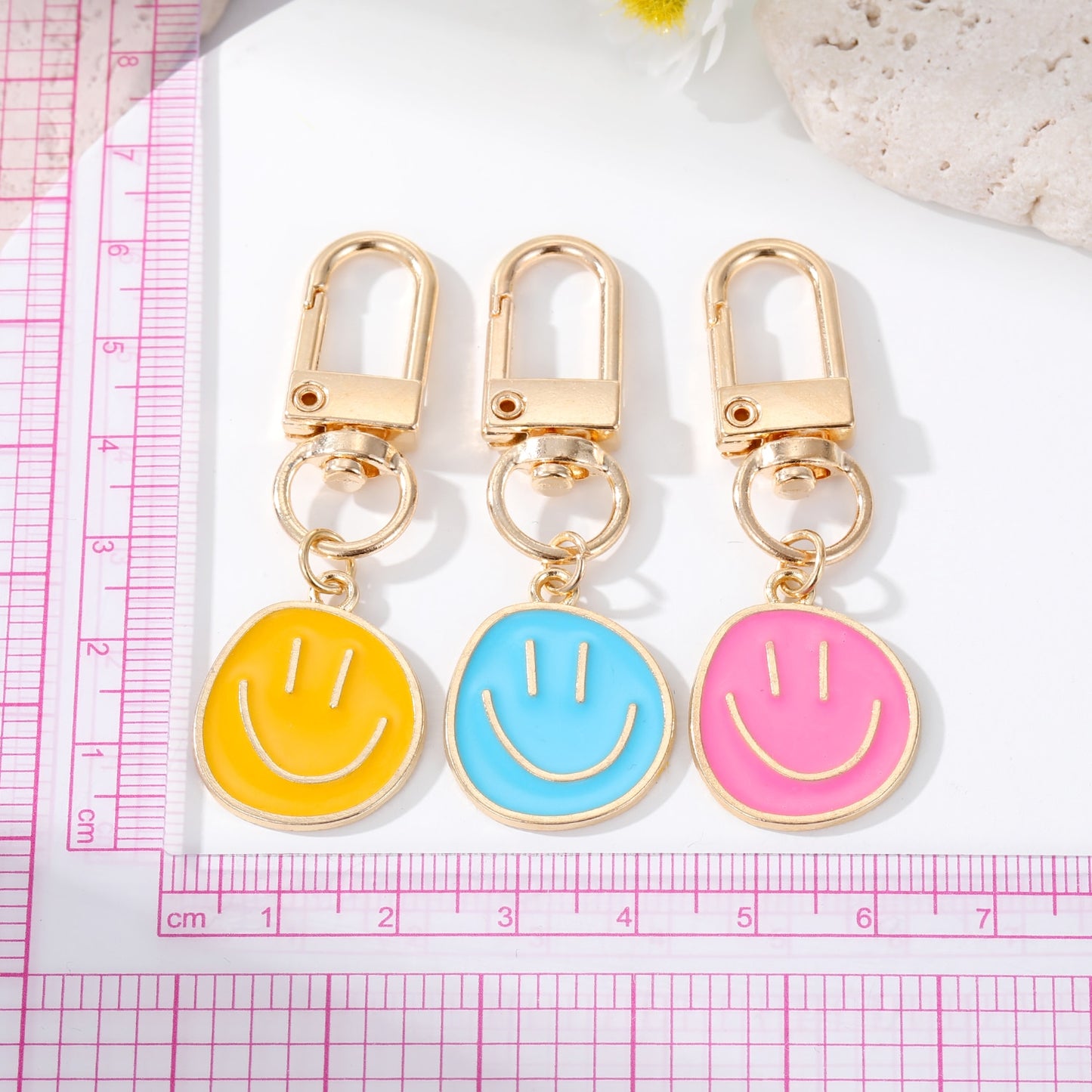 Colorful & Irregular Round Smile Face Keychain