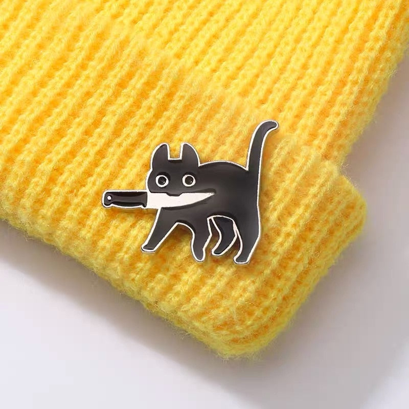 Cute Black Cat Pop-Enamel Pin Lapel Badge for Clothes