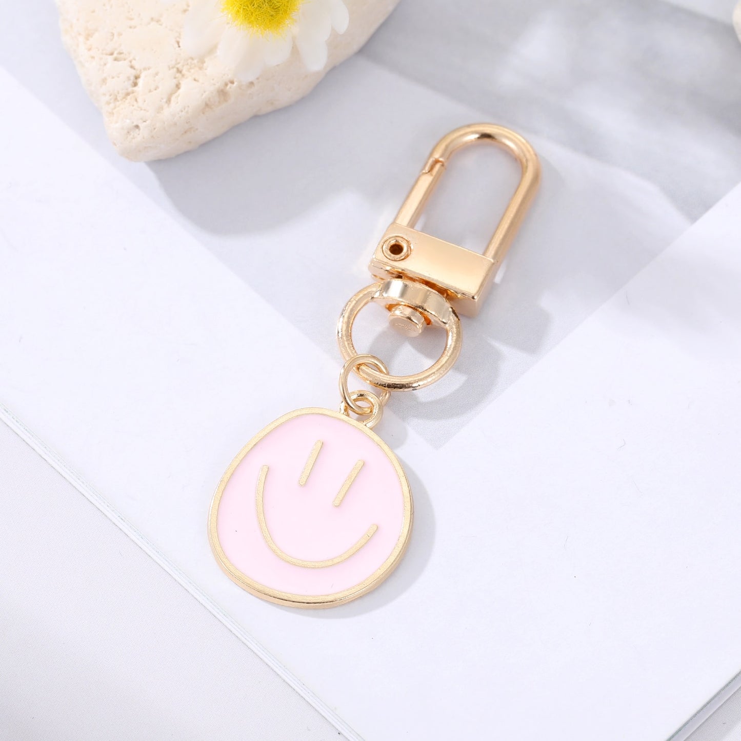 Colorful & Irregular Round Smile Face Keychain