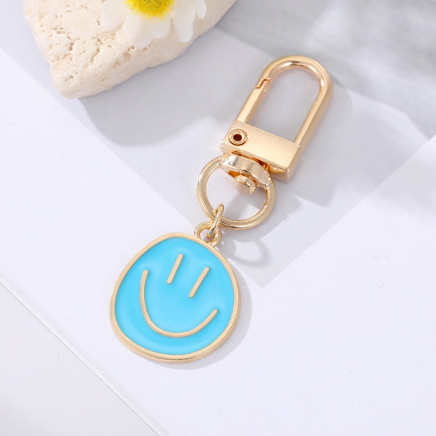 Colorful & Irregular Round Smile Face Keychain